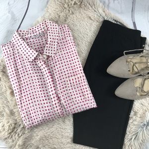 Pink Silk Blend Halogen Button Down Collard Shirt